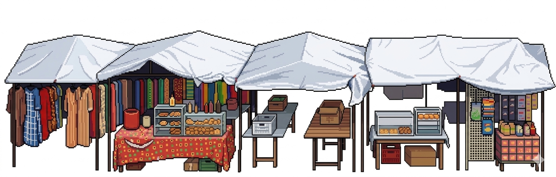 Bancas da Feira Livre em pixel art
