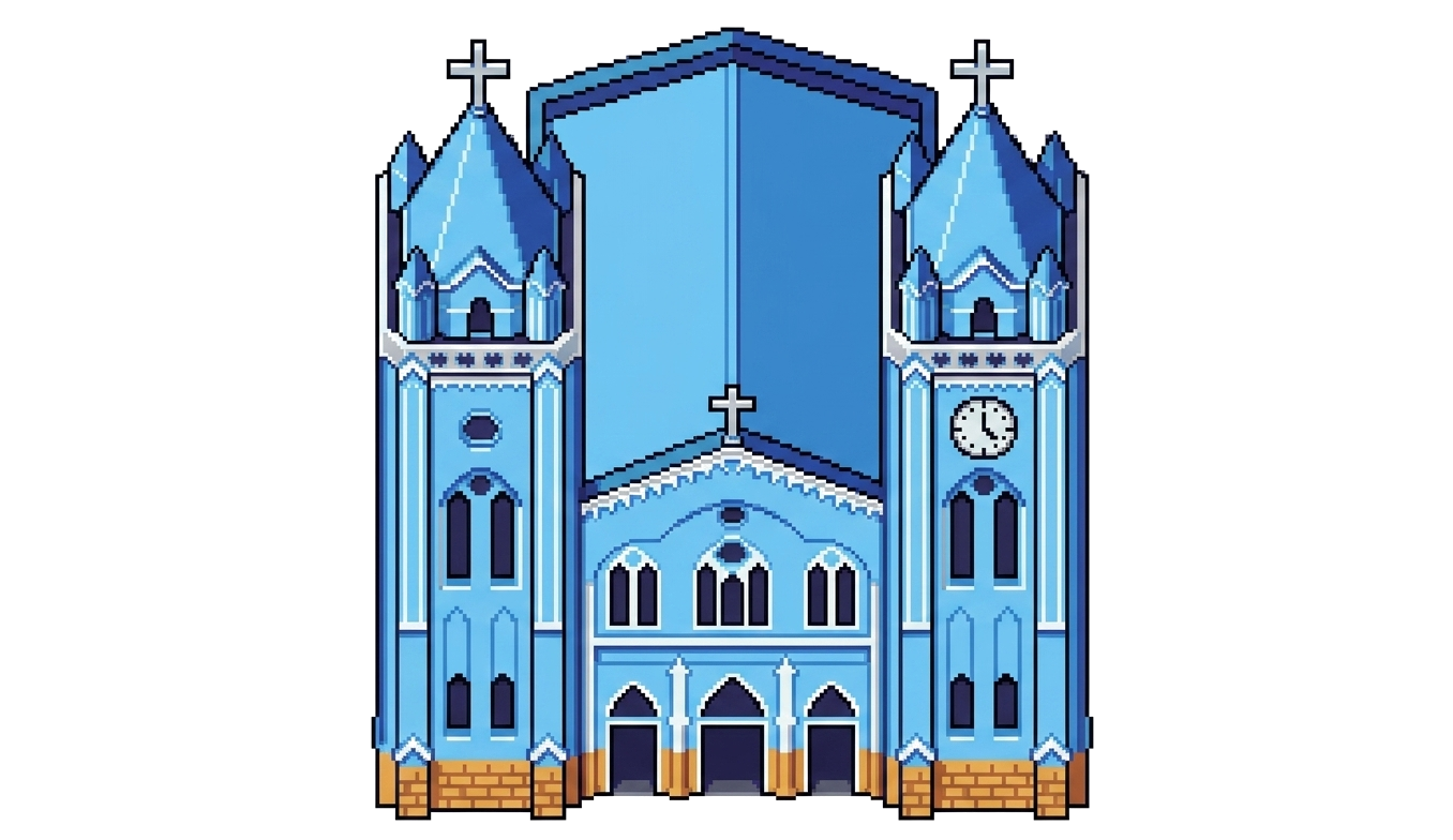 Igreja Matriz Nossa Senhora dos Remédios em pixel art