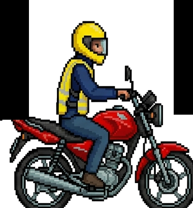 Mercado e mototáxi em pixel art